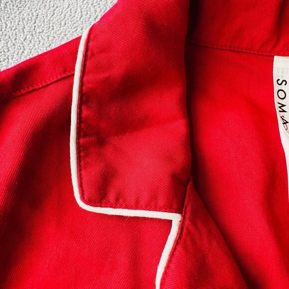 Soma Pajama Set Womens Medium Red Notch Color Top Pants Lenzing Lyocell - Picture 6 of 12